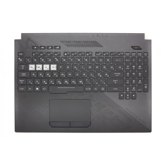 Carcasa superioara cu tastatura palmrest Laptop Gaming, Asus, ROG Strix SCAR II GL504GM, GL504GS, GL504GV, GL504GW, 90NR00K2-R32HU0, iluminata, RGB, layout HU (ungara) Carcasa Laptop