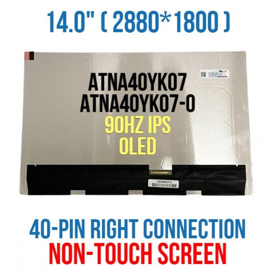 Display OLED Laptop, Asus, VivoBook Pro 14 M6400QC, M6400RC, 18200-14000300, ATNA40YK07, Rezolutie 2.8K, 2880x1800, IPS, 90Hz, 40 pini, non touch Display Laptop