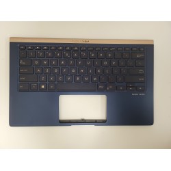 Carcasa superioara cu tastatura palmrest Laptop, Asus, ZenBook 14 UX433F, UX433FA, UX433FN, UX433FAC, 90NB0JQ1-R31UI0, iluminata, royal blue, layout US
