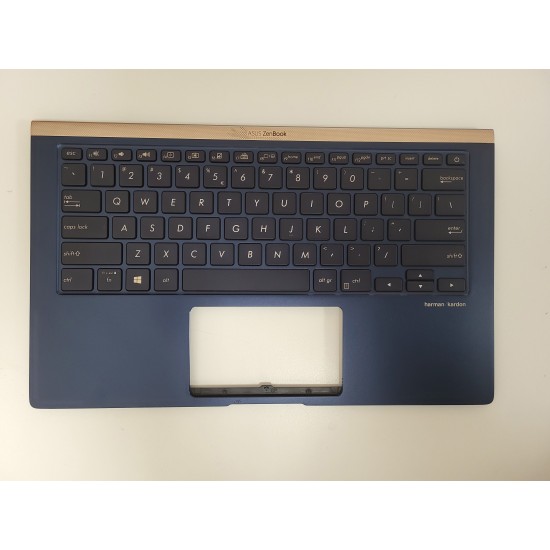 Carcasa superioara cu tastatura palmrest Laptop, Asus, ZenBook 14 UX433F, UX433FA, UX433FN, UX433FAC, 90NB0JQ1-R31UI0, iluminata, royal blue, layout US Carcasa Laptop