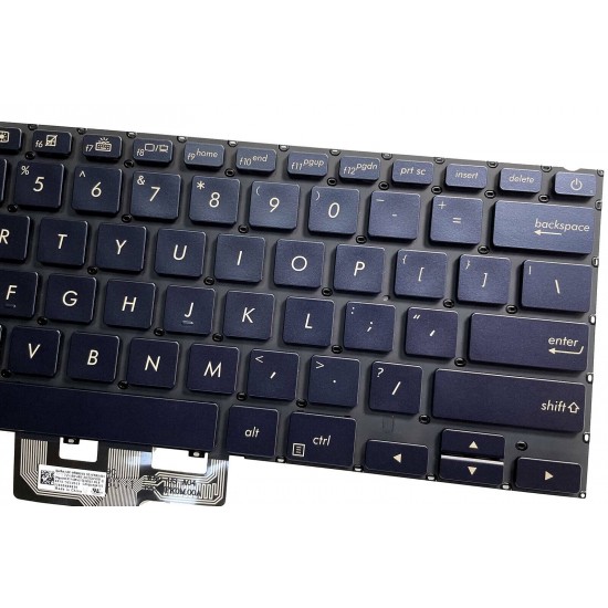 Tastatura Laptop, Asus, ZenBook 14 UX434F, UX434FA, UX434FL, UX434FAC, UX434FAW, UX434FLC, UX434I, UX434IQ, UX434FQ, iluminata, royal blue, layout US Tastaturi noi