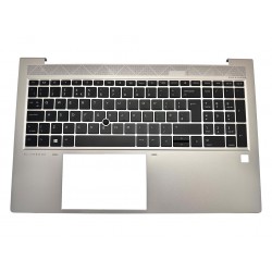 Carcasa superioara cu tastatura palmrest Laptop, HP, ProBook 850 G7, 850 G8, M07492-031, iluminata, argintie, layout UK