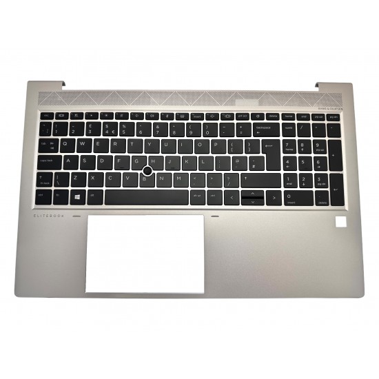 Carcasa superioara cu tastatura palmrest Laptop, HP, ProBook 850 G7, 850 G8, M07492-031, iluminata, argintie, layout UK Carcasa Laptop