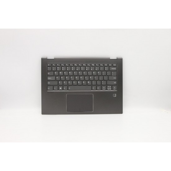 Carcasa superioara cu tastatura palmrest Laptop, Lenovo, Flex 5-1470 Type 80X1, 81C9, 5CB0N89971, AM1YM000200, iluminata, fingerprint, gri inchis, layout US Carcasa Laptop