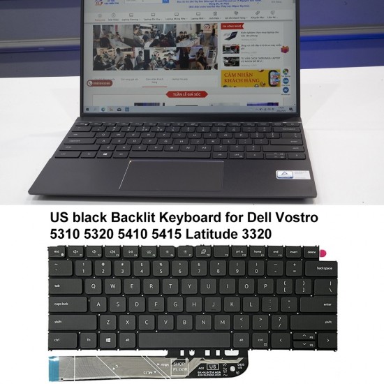 Tastatura Laptop, Dell, Vostro 3420, 3425, 3435, iluminata, neagra, layout US Tastaturi noi
