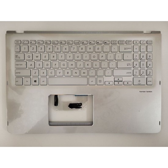 Carcasa superioara cu tastatura palmrest Laptop, Asus 2in1, ZenBook Flip UX561UA, UX561UAR, UX561UN, 90NB0G42-R30300, 13NB0G42AP0241, iluminata, argintie, layout US Carcasa Laptop