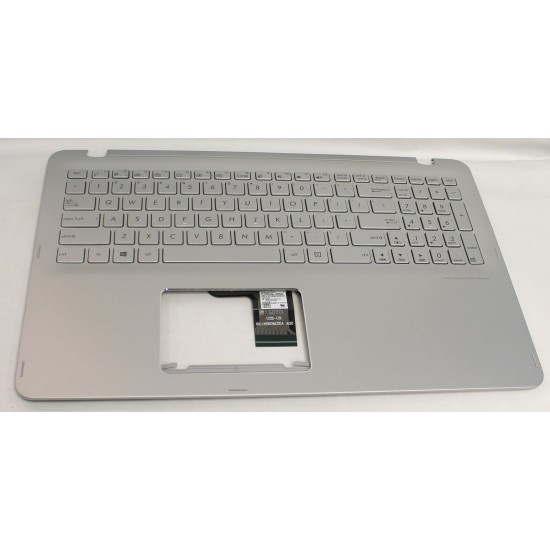 Carcasa cu tastatura palmrest Laptop, Asus, ZenBook Flip UX560UA, UX560UAK, 90NB0BZ2-R31US1, 13NB0BZ2P02211-1, 13NB0BZ2AM0401, iluminata, argintie, layout US Carcasa Laptop