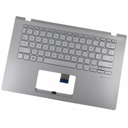 Carcasa superioara cu tastatura palmrest Laptop, Asus, VivoBook 14 X409FJ, X409FL, X409JA, X409JB, X409JP, X409MA, X409UA, 13NB0MS1P02111, 13N1-A7M0401, 90NB0NZ1-R32US0, iluminata, argintie, layout US