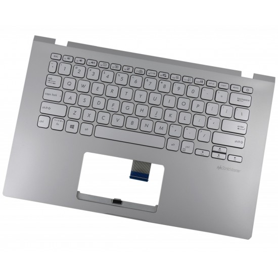 Carcasa superioara cu tastatura palmrest Laptop, Asus, VivoBook 14 X409, X409BA, X409DA, X409DJ, X409DL, X409FA, X409FB, iluminata, argintie, layout US Carcasa Laptop