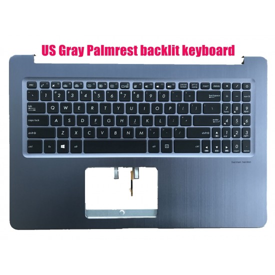 Carcasa superioara cu tastatura palmrest Laptop, Asus, VivoBook Pro 15 M580GD, M580VD, NX580GD, NX580VD, NX580VN, UX502VD, iluminata, 31N1-29A0E01, 90NB0G74-R31UI0, gri, layout US Carcasa Laptop
