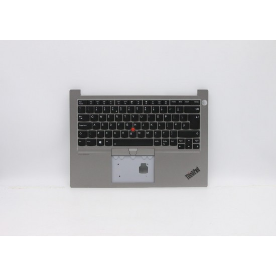 Carcasa superioara cu tastatura palmrest Laptop, Lenovo, Thinkpad E14 Type 20RA, 20RB, 5M10W64432, AP103000410, AP103000410SLH1, iluminata, argintie, layout UK Carcasa Laptop