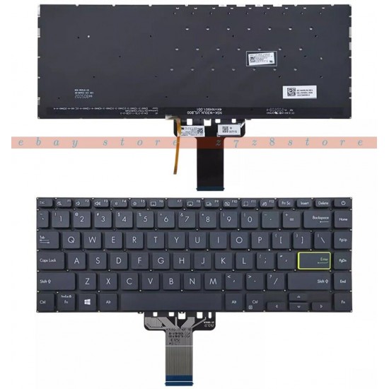 Tastatura Laptop, Asus, VivoBook Flip 14 TP420, TP420U, TP420UA, TP420L, TP420IA, iluminata, neagra, layout US Tastaturi noi