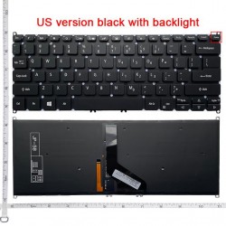 Tastatura Laptop, Acer, TravelMate P2 P214-54, TMP214-54, 0KN1-891UI12, ilumianta, neagra, layout US