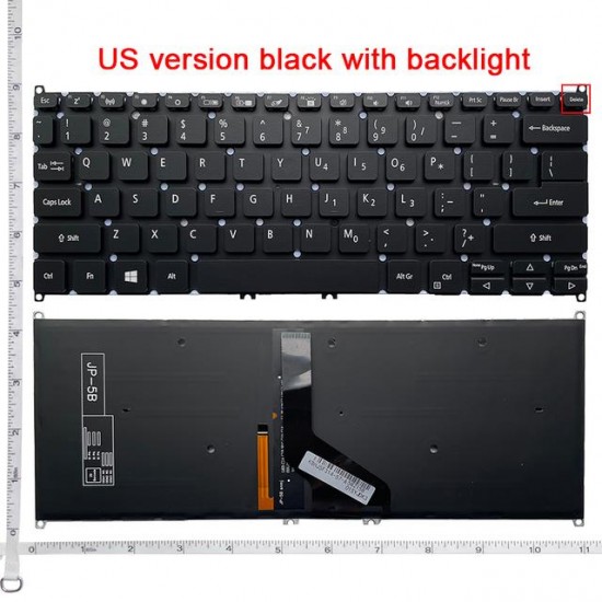 Tastatura Laptop, Acer, TravelMate P2 P214-54, TMP214-54, 0KN1-891UI12, ilumianta, neagra, layout US Tastaturi noi