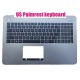 Carcasa superioara cu tastatura palmrest Laptop, Asus, X555L, X554L, K555L, A555L, A554L, R556L, F554L, F555L, F556U, 90NB0AQF-R31US0, varianta metalica, gri, layout US