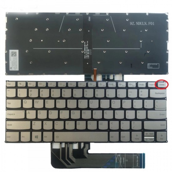 Tastatura Laptop, Lenovo, Flex 6-14ARR Type 81HA, iluminata, aurie, layout US Tastaturi noi