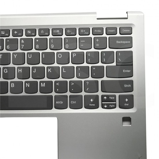 Carcasa superioara cu tastatura palmrest Laptop, Lenovo, Yoga 720-13IKB Type 80X6, 81C3, 5CB0N67850, 5CB0N67975, EC1YJ000A00, FA1YJ000700, AM1YJ000610, iluminata, argintie, layout US Carcasa Laptop