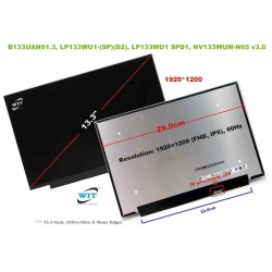 Display Laptop Lenovo, ThinkBook 13s G2 Type 20V9, 5D10W46487, 5D10W46488, 5D11B38526, M133NW4J R0, B133UAN01.0, 13.3 inch, FHD, 1920x1200, IPS, conector ingust, 40 pini Display Laptop Lenovo, ThinkBook 13s G2 Type 20V9, 5D10W46487, 5D10W46488, 5D11B38526, M133NW4J R0, B133UAN01.0, 13.3 inch, FHD, 1920x1200, IPS, conector ingust, 40 pini