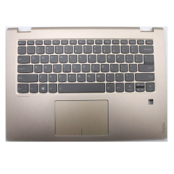 Carcasa superioara cu tastatura palmrest Laptop, Lenovo, Flex 5-1470 Type 80X1, 81C9, 5CB0N67686, AM1YM000200, iluminata, fingerprint, aurie, layout US