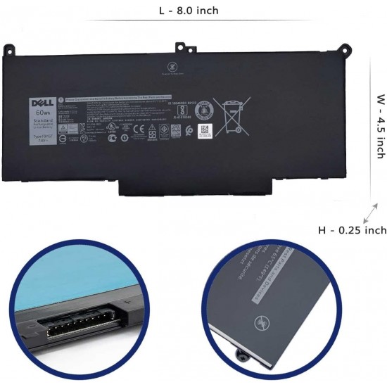 Baterie Laptop, Dell, Latitude 7280, 7290, 7380, 7390, 7480, 7490, F3YGT, 0F3YGTY, 7.6V, 7500mAh, 60Wh