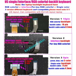 Tastatura Laptop Gaming, Asus, ROG Strix G15 G512LI, G512LI, G512LU, G512LU, G512LV, G512LV, G512LW, G512LW, G512LWS, G512LWS, iluminata, conector RGB 8 pini, argintie, layout US