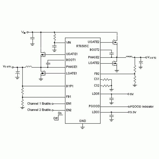 SMD Richtek RT6585, 65885C, RT6585C, RT6585CGQW, 6585, 6585C, RE=GH, RE=3H, RE=4H, RE=6H, RE=XX, QFN-20