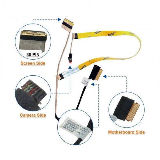 Cablu video LVDS Laptop, HP, DC02C00LO00, DC02C00L000, DC02C00QJ00, FPW50, FPWW50, GPT52, LA-K201P, L52015-001, 30 pini