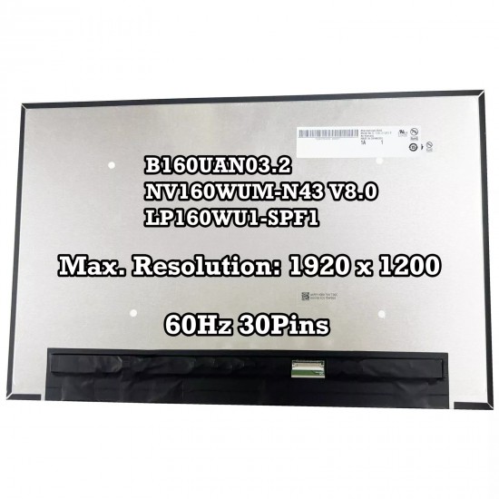 Display Laptop, Lenovo, IP 5 Chrome 16IAU7 Type 82V9, 16 inch, rezolutie FHD+, 1920x1200, IPS, 60Hz, conector 20mm, 30 pini