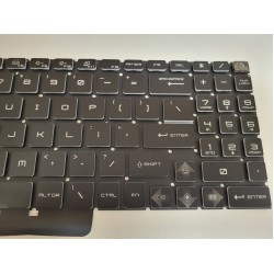 Tastatura Laptop Gaming, MSI, Katana 17 B13VGK, B13VFK, B13VEK, MS-1585, iluminata, RGB 4-Zone, 16 pini, neagra, layout US
