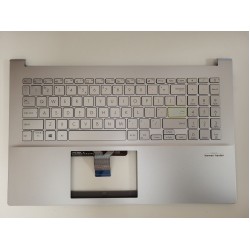 Carcasa superioara cu tastatura palmrest Laptop, Asus, VivoBook S15 S533E, S533F, S533EQ, S533EA, S533FA, S533FL, X521FL-8E, 90NB0LX1-R31UI0, iluminata, argintie, layout US