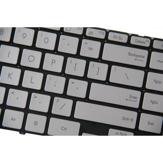 Tastatura Laptop, Asus, ZenBook 14 UX425, UX425A, UX425J, UX425JA, UX425EA, iluminata, argintie, layout US