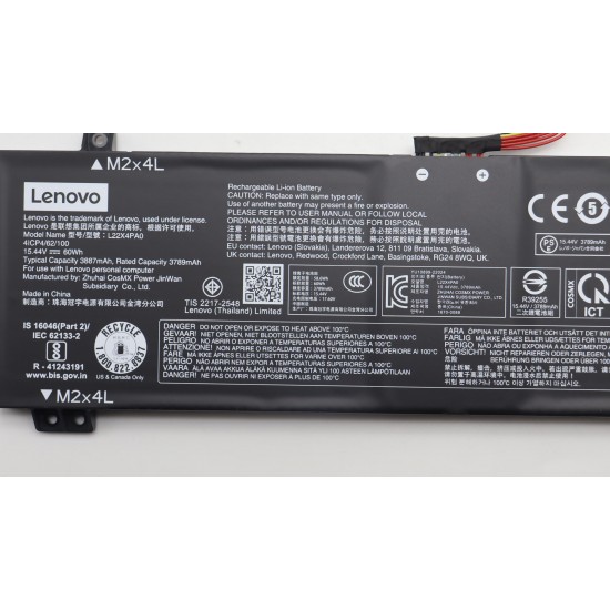 Baterie Laptop, Lenovo, 5B11K38526, 5B11K38528, 5B11K38529, 5B11K38530, 5B11N45946, 5B11N45953, 5B11N45957, 5B11N46039, L22B4PA0, L22M4PA0, 4ICP4/62/100, L22X4PA0, 15.44V, 3789,mAh, 60Wh