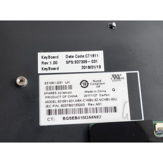 Tastatura Laptop, HP, EliteBook 745 G3, 840 G3, 848 G3, 745 G4, 840 G4, 848 G4, 931051-031, 937309-031, 937309-032, iluminata, layout UK