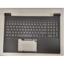 Carcasa superioara cu tastatura palmrest Laptop Gaming, HP, Victus 16-S, 16-R, TPN-C169, TPN-C170, M42472-001, M42472-271, N49752-271, N42475-271, AM7ID000300, AP7ID000870, iluminata, gri, layout US