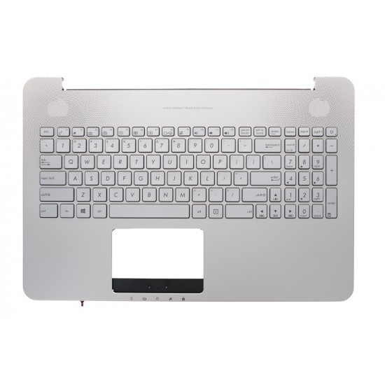 Carcasa superioara cu tastatura palmrest Laptop, Asus, VivoBook Pro N552, N552V, N552VX, N552VW, N552VX-1A, 13N0-SHA0311, 90NB09P1-R31US0, iluminata, argintie, layout US