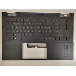 Carcasa superioara cu tastatura palmrest Laptop, HP, Omen 16-B, TPN-Q265 (2021), M62255-001, M62260-001, M62260-271, 44G3KTATP70, iluminata RGB 20 pini, layout US (RO)