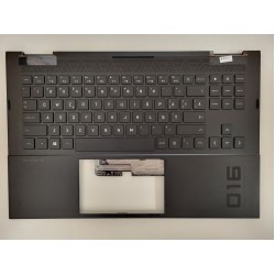 Carcasa superioara cu tastatura palmrest Laptop, HP, Omen 16-B, TPN-Q265 (2021), M62262-001, M62262-271, 44G3KTATP70, iluminata RGB 8 pini, layout US (RO)