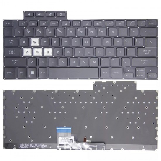 Tastatura Laptop Gaming, Asus, TUF Dash F15 FX516, FX516P, FX516PR, FX516PC, FX516PM, FX516PE, FX516PCZ, iluminata, neagra, layout US