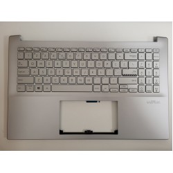 Carcasa cu tastatura palmrest Laptop, Asus, VivoBook Pro 15 K3500, K3500P, K3500PC, K3500PA, K3500PH, 90NB0UU1-R31US, 90NB0UU1-R31UI0, 139XJDTAJN20, iluminata, argintie, layout US