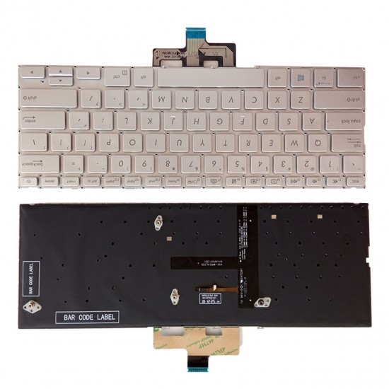 Tastatura Laptop, Asus, ZenBook 14 0KN1-5Z2TW13, 0KNB0-262HTY00, NSK-WR1BU, iluminata, argintie, layout US