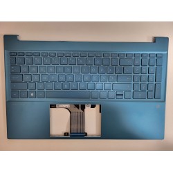 Carcasa superioara cu tastatura iluminata palmrest Laptop, HP, Pavilion 15-EG, 15-EH, TPN-Q245, TPN-Q246, M08928-001, M08928-271, JTE54G7HTATP, iluminata, albastru deschis, layout US (RO)