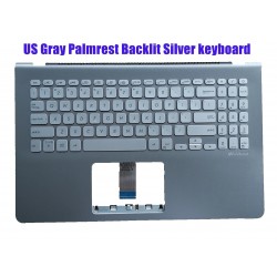 Carcasa superioara cu tastatura palmrest Laptop, Asus, VivoBook 15 K530F, K530FN, 90NB0IA7-R32US0, 13NB0IA7P03111, FBXKJ006010, 39XKJTAJN50, iluminata, argintie, layout US