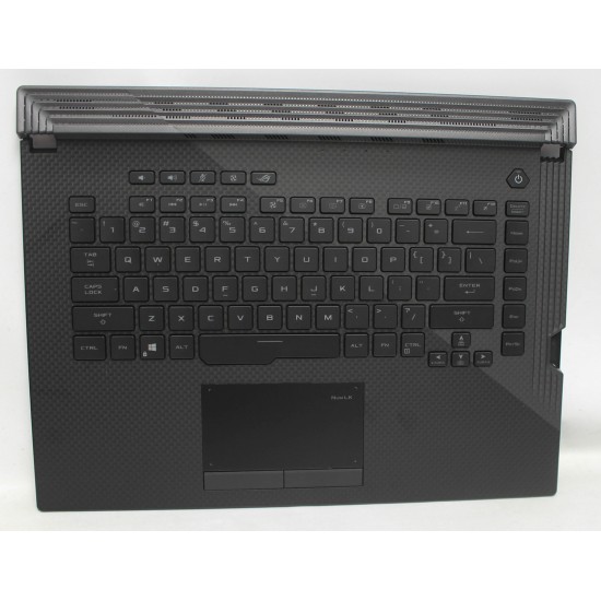 Carcasa superioara cu tastatura palmrest Laptop Gaming, Asus, ROG Strix G G531GV, G531GW, G531GW-1A, 90NR01N1-R31US0, 13N1-8HA0D01, 13NR01N1AP0101, iluminata, conector RGB 20 pini, conector touchpad 6 pini, layout US