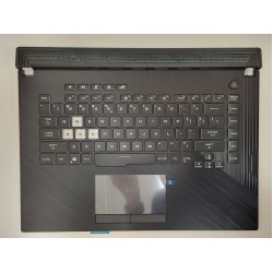 Carcasa superioara cu tastatura palmrest Laptop Gaming, Asus, ROG Strix G G531GT, 13N1-8HA0F21, 13NR01N3AP0121, 90NR01L3-R31UI1, iluminata, conector RGB 8 pini, conector touchpad 12 pini, layout US