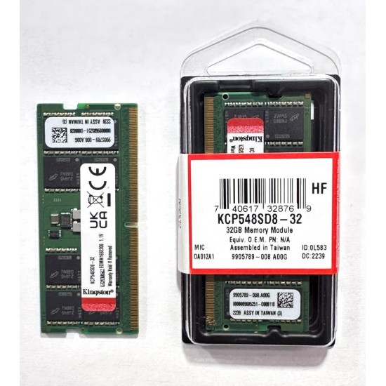 Memorie Laptop Kingston, 32GB DDR5, 4800Mhz, CL40, PC5-38400, Non-ECC, 1.1V, KCP548SD8-32