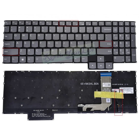 Tastatura Laptop Gaming, Lenovo, IdeaPad 3 15ARH7 Type 82SB, 82UK, iluminata 8 pini, gri, layout US