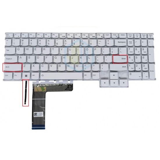 Tastatura Laptop Gaming, Lenovo, IdeaPad 3 15ARH7 Type 82SB, 82UK, iluminata 8 pini, alba, layout US