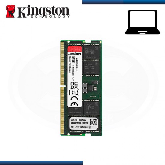 Memorie Laptop Kingston, 32GB, DDR5, PC5-5600, CL46, KVR56S46BD8-32, 1.1V, 262 pini, Sodimm