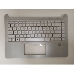 Carcasa superioara cu tastatura palmrest Laptop, HP, 14-DQ, 14S-DQ, 14S-FQ,14S-DR, 14S-FR, TPN-Q211, L61506-001, L61506-271, TSCEA0PA004010, Natural Silver, cu slot fingerprint, layout US (RO)