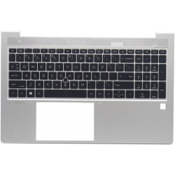 Carcasa superioara cu tastatura palmrest Laptop, HP, EliteBook 850 G8, 855 G8, iluminata, argintie, layout US